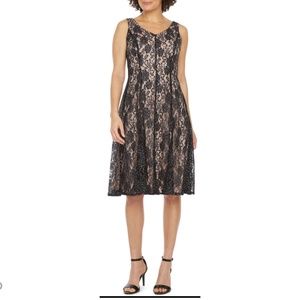 J Taylor Sleeveless Floral Lace Fit & Flare Dress